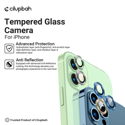 CILUPBAH Protection Camera / Lens Protector / Tempered Glass Pelindung Kamera for iPhone 11 12 13 14 15 Plus Pro Mini Max